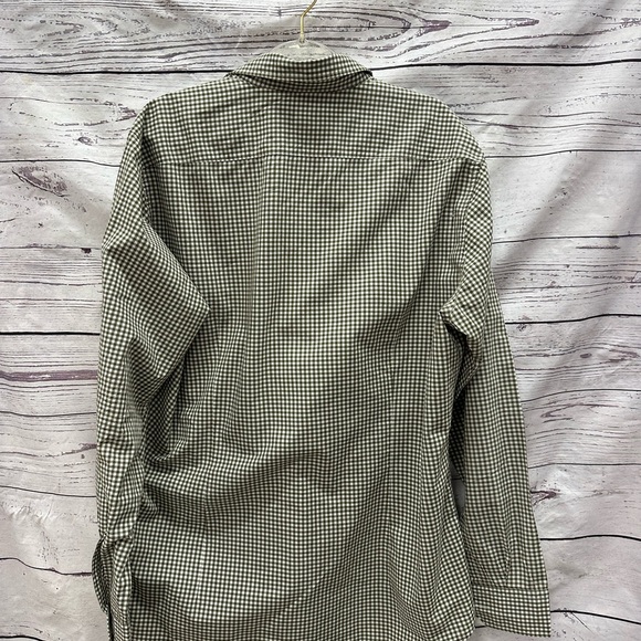 Hugo Boss Olive Gingham Button Down Shirt Size Large Missing Button  Left Sleeve - Picture 5 of 5